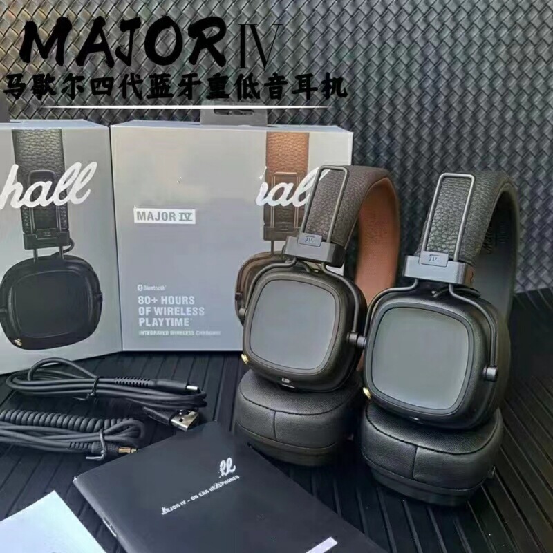 Suitable for Cross-Border Major Iv Marshall 4Th Generation Bluetooth Wireless Headphones with Heavy Bass and Plug-In Wireless Charging