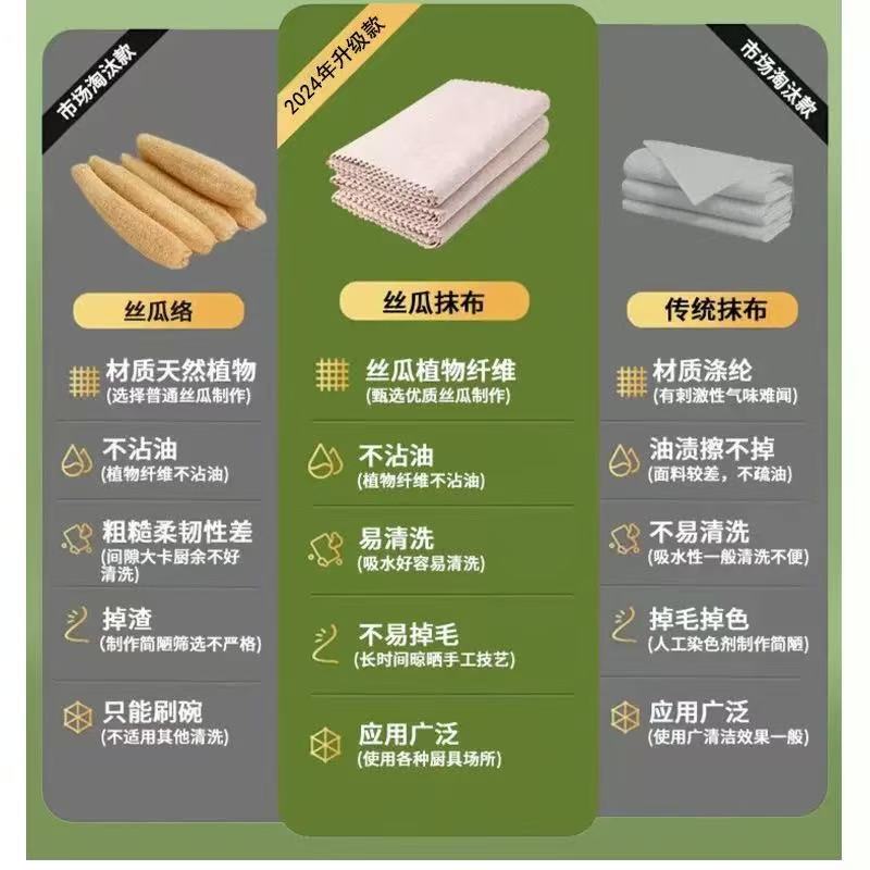 厚手のヘチマ雑巾、油を落とし糸くずが出ないキッチン用食器用クロス、家庭用吸水性、油汚れがつきにくい、掃除用たわし|undefined