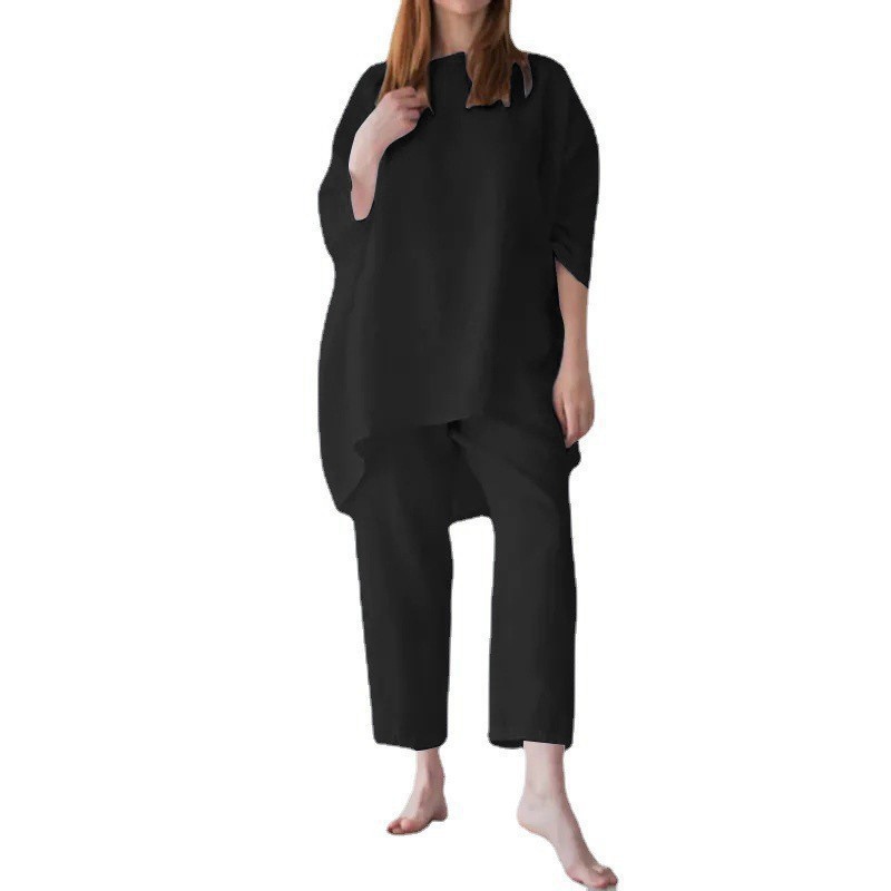 Women's Trendy Solid Color Matching Set Loose Oversized Style Casual Fashion Two‑Piece Outfits_ecoleips.com
