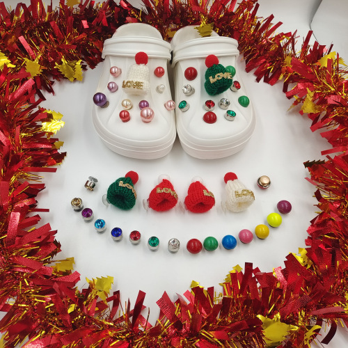 New original Christmas series Crocs accessories Removable shoe buckles Shoe flower accessories Christmas hats Beads accessories