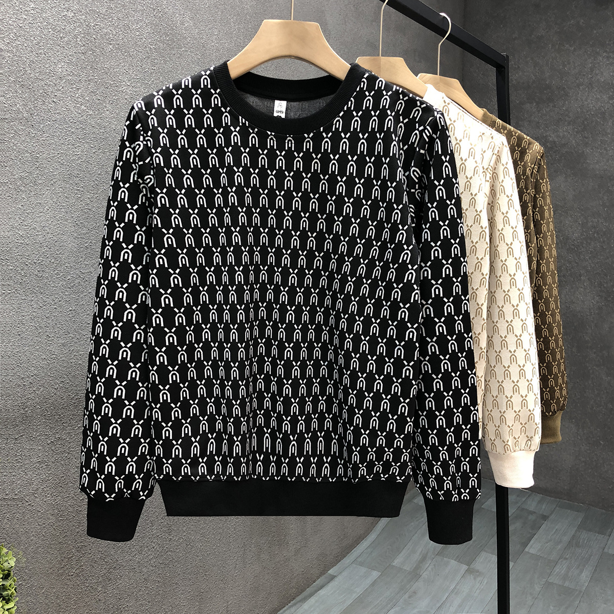 Luxury Printed Sweatshirt Men's Spring Autumn Trendy Brand Slim Long Sleeve Shirt 2024 New Men's Bottoming Shirt Top_voghion.com