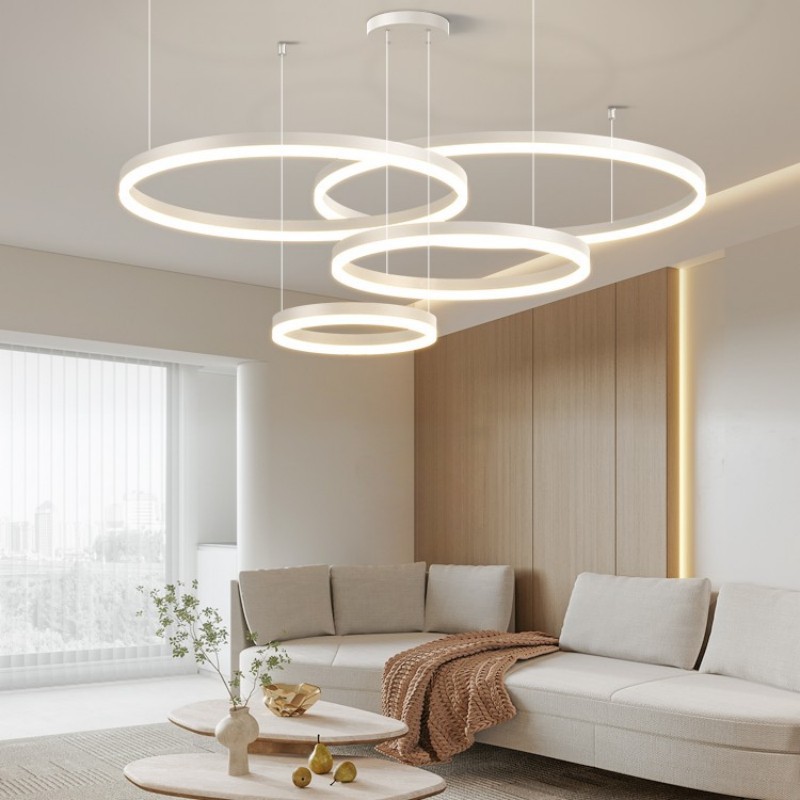 2025 atmósfera anular sala de estar lámpara de la sala de comedor círculo lámpara de la mesa moderna simple de bajo perfil lámpara de lujo ligera