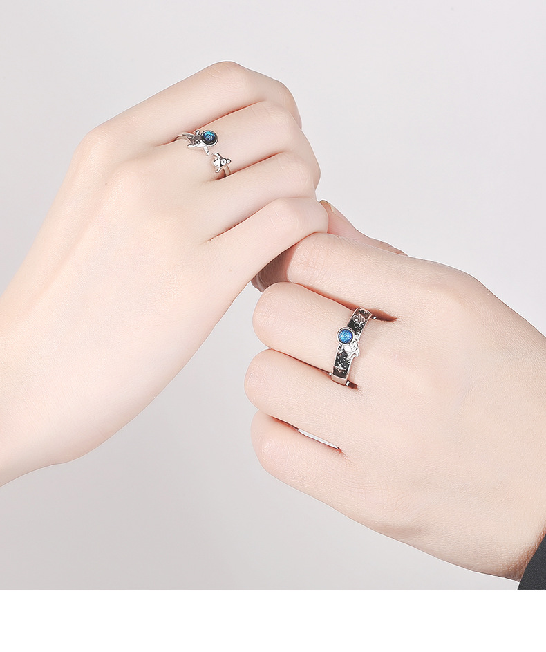 4g Weight Artificial Gemstones Inlay Material Fashion Astronaut Copper Inlay Artificial Gemstones Rings 1 Piece