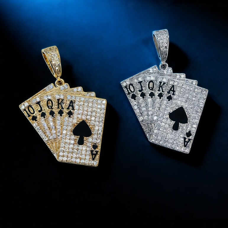 Europa y América Hip-Hop bronce de piedra Flush Flush Poker Colgante de moda para hombres Personalidad Joyas de moda personalizados