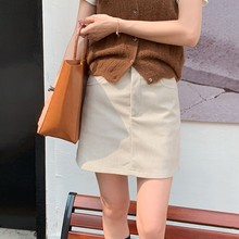 新款半身裙秋冬灯芯绒复古小个子显瘦舒适包臀防走光纽扣拉链裙裤