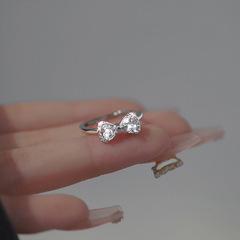 蝴蝶結戒指女時尚個性小眾設計高級感氣質甜美鋯石戒子開口指環潮