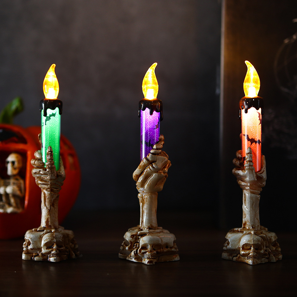 Lámpara de vela de Halloween lámpara de candelabrera accesorios de decoración de Halloween esqueleto lámpara de mano de Halloween lámpara de mano fantasma decoración creativa