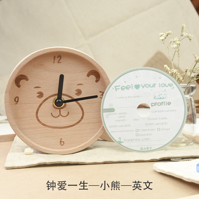 Clock pequeño creativo, decoración para niños, caja de dientes de leche de madera, caja de dientes de leche de reloj de amor de por vida