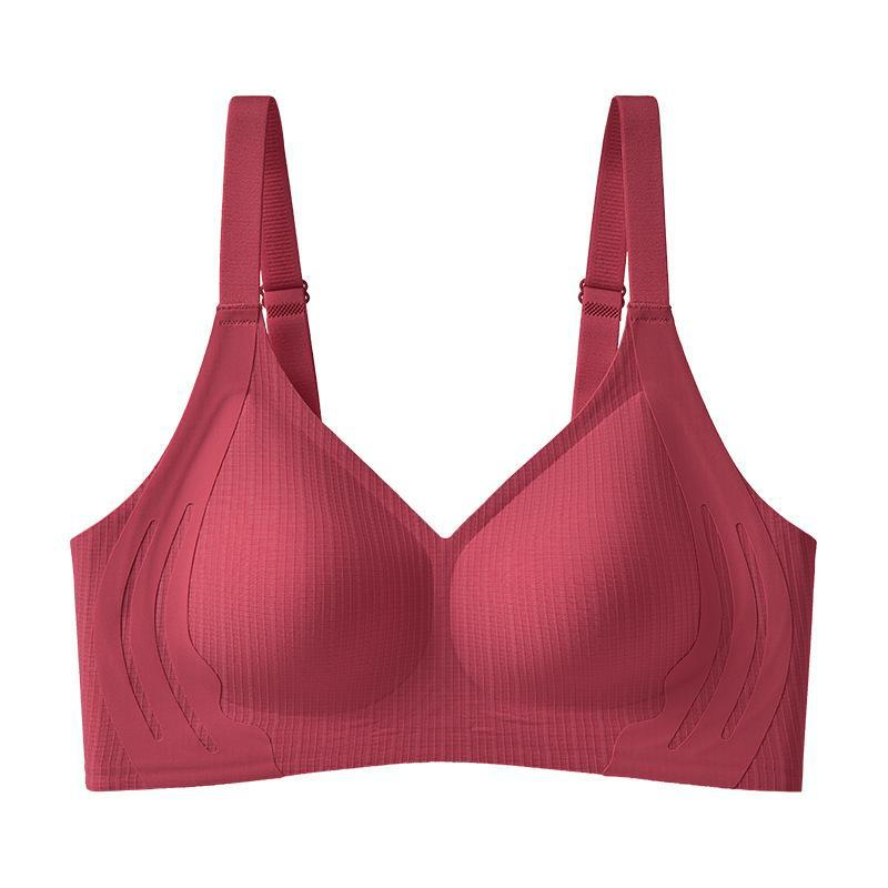 Levante ropa interior de soporte suave para damas delgada sin marcas sin anillo de acero sujetador recopilado anti-caída sujetador de copa fija