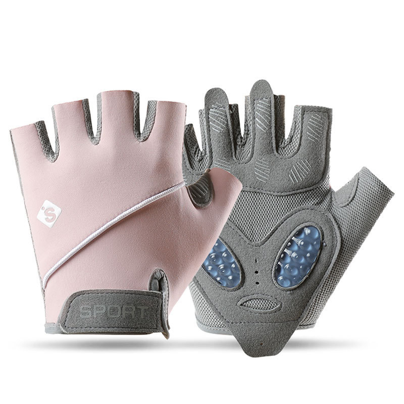 Guantes de gimnasio para hombres y mujeres para montar al aire libre respirado hielo antideslizante desgaste líquido de silicona guante de medio dedo deportivo