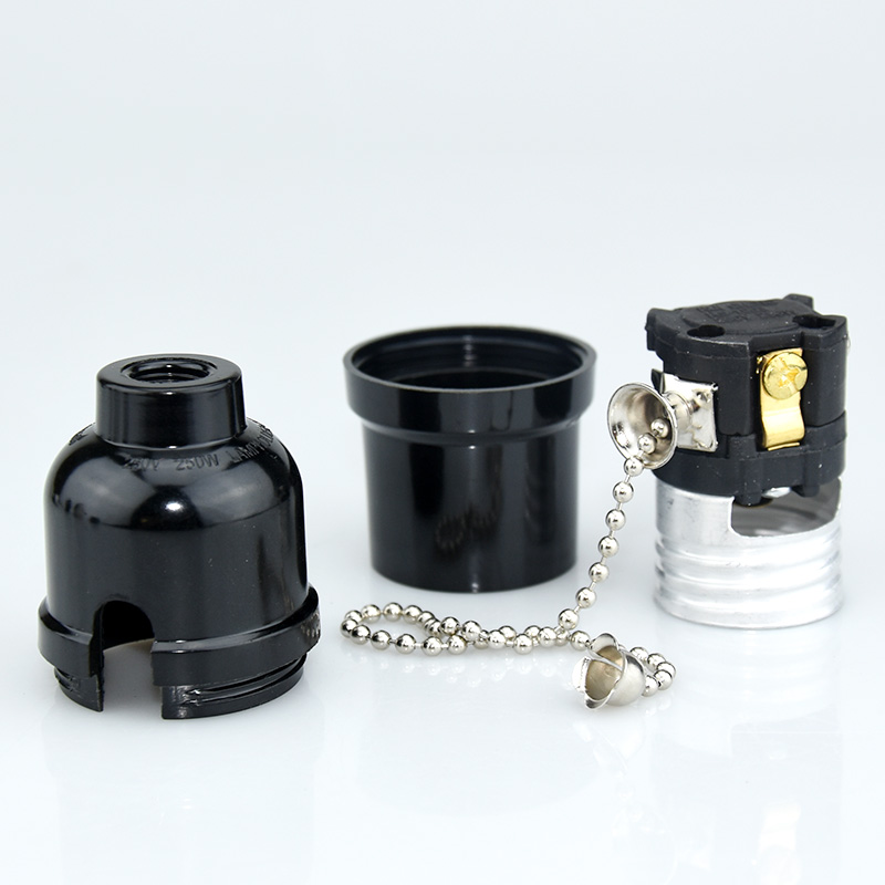 E26 interruptor de cable de metal negro eléctrico de madera lámpara de escritorio de cobre lámpara de piso lámpara de pared montaje de accesorios DIY lámpara cabeza de lámpara