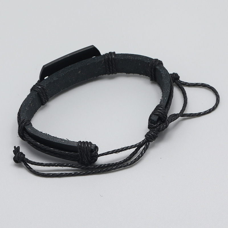 European and American Jewelry Cross-Border Rock Punk Couple Leather Bracelet Personality Design Laye