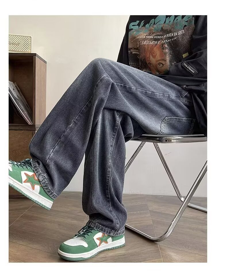 Vaqueros para hombre 2024 marca de moda de primavera y otoño americano recto suelto traje de trabajo para niños pantalones casuales anchos