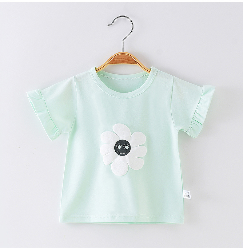 Cute Flower Cotton T-shirts & Blouses display picture 4