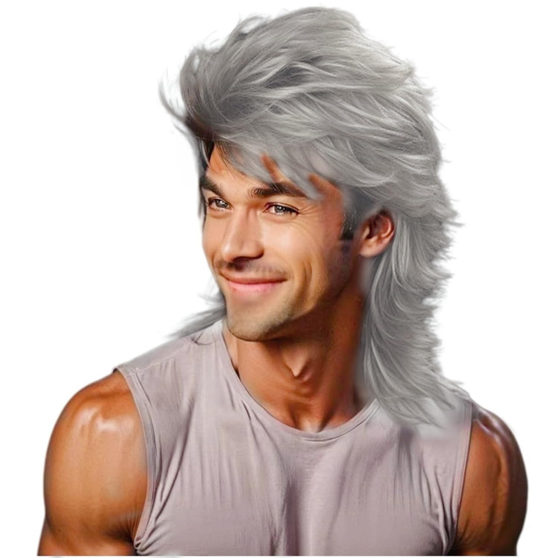 Cross-border men's wigs for holiday costumes, retro disco wigs, cosplay wigs, wig factory Cross-border men's wigs for holiday costumes, retro disco wigs, cosplay wigs, wig factory