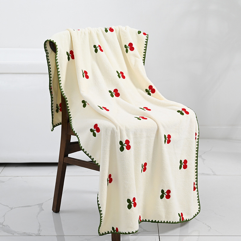 130g Weight Towels, Bath Towels Home Textiles & Decor Type Coral Fleece Material Cherry, Strawberry, Pineapple Pattern Casual Style Casual Cherry Strawberry Pineapple Coral Fleece Towels Bath Towels Towels 4