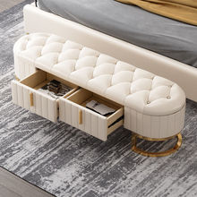 意式轻奢卧室床尾凳储物现代简约真皮床榻长条沙发凳衣帽间换鞋凳