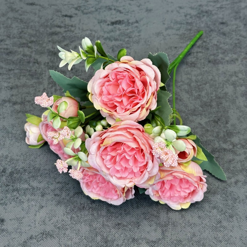 Simulación de 5 ramos de peonía boda decoración del hogar decoración hecha a mano rosa persa decoración de flores falsas transfronterizas al por mayor