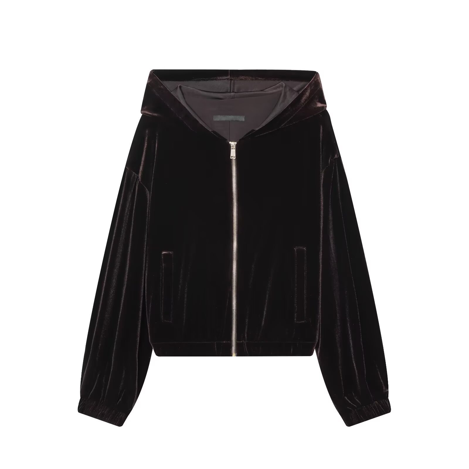 街头时尚丝绒连帽外套女冬季2025新款高级感休闲宽松复古短上衣