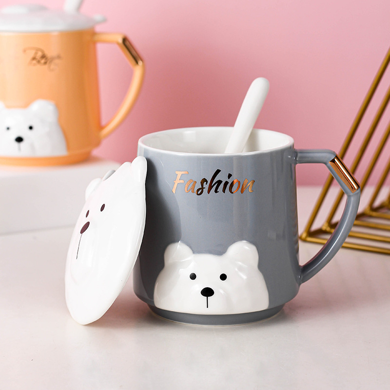 Creativa encantadora caricatura de cerámica taza de oficina regalo taza de café taza de agua taza de desayuno de pareja