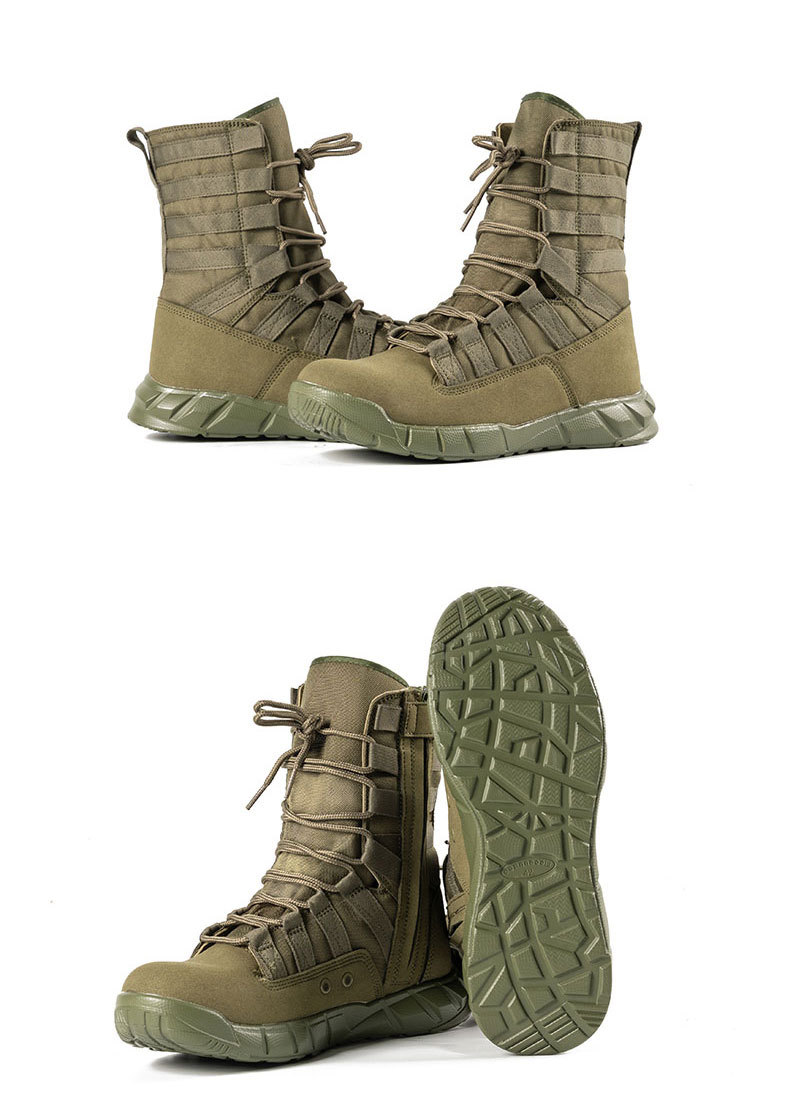 New high-top combat boots Green desert boots Brown boots Light combat boots Training boots_voghion.com
