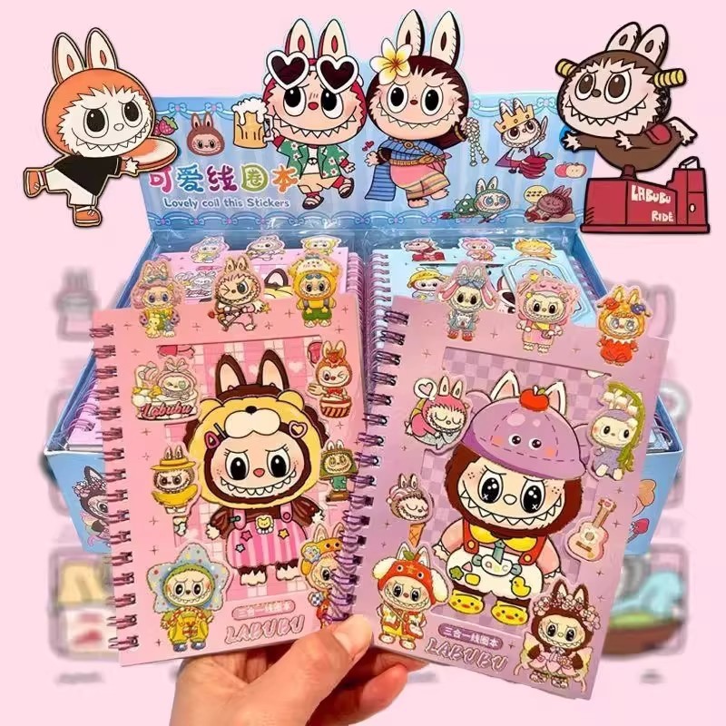 ネットセレブのラブブコイルノート、見栄えの良いスリーインワンLABUBUポータブルポケットノート、かわいいハンドブック