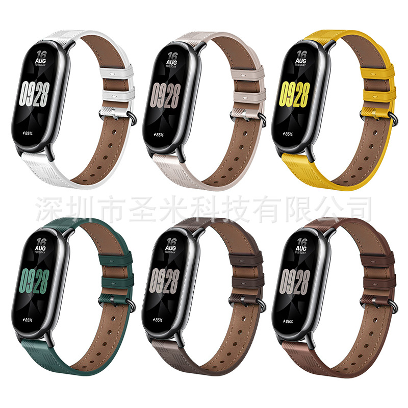 New [Official Same for mi band 9/8 Strap Leather Plaid Wristband Smart Sports Weaving 89