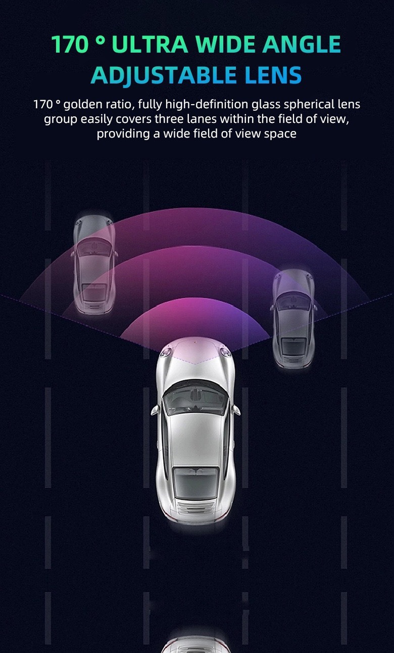 Three-Lens Dash Cam 3.16inch Front, Middle, and Rear Hd Night Vision Reversing Images Wifi Connectivity Wholesale