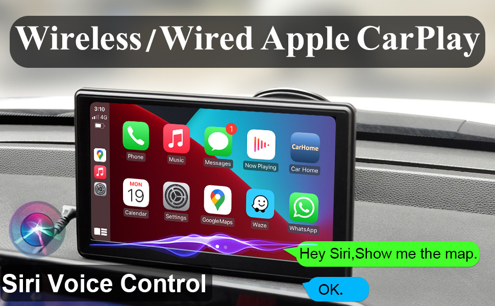 Cross-border foreign trade e-commerce 7-inch car mobile phone screen interconnection portable wireless carplay Auto Bluetooth