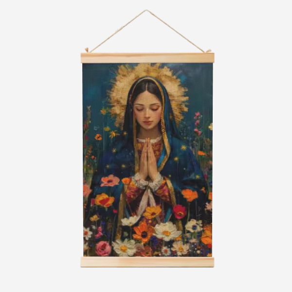 Guadalupe Nuestra Señora de la fábrica de carteles de rollo de madera sólida cuelga pinturas de comercio exterior suministro de almacenamiento Temu