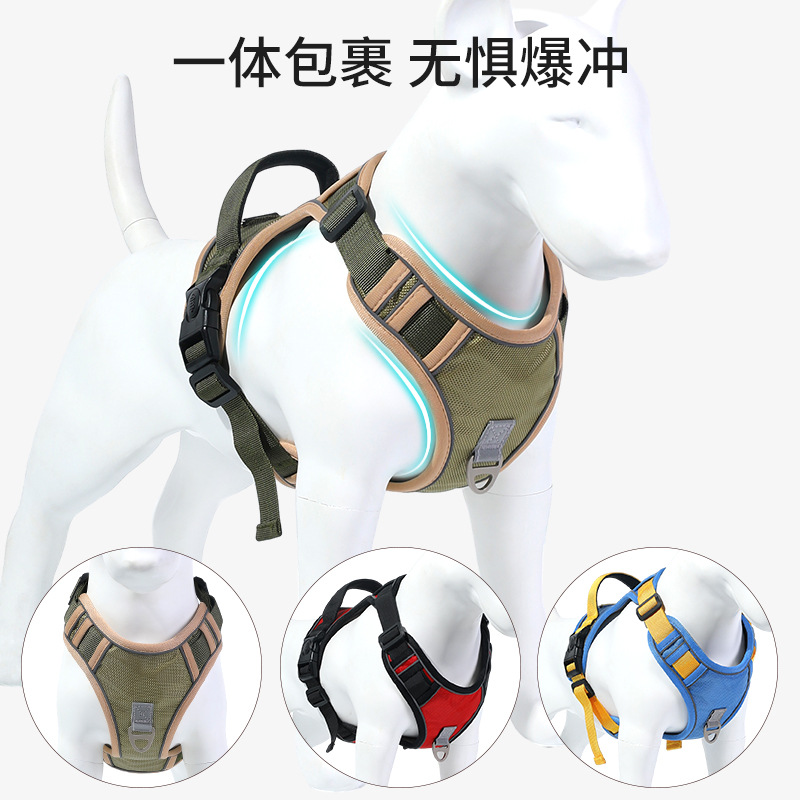 Explosión transfronteriza, pecho y espalda de perro, anti-liberación, correa para el pecho de perro mediano y grande, correa reflectante a prueba de explosiones, cuerda de tracción reflectante al por mayor