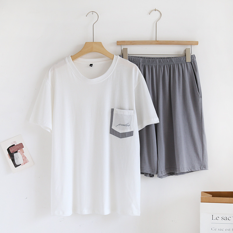 남성용 흰색 풀오버 반팔 반바지