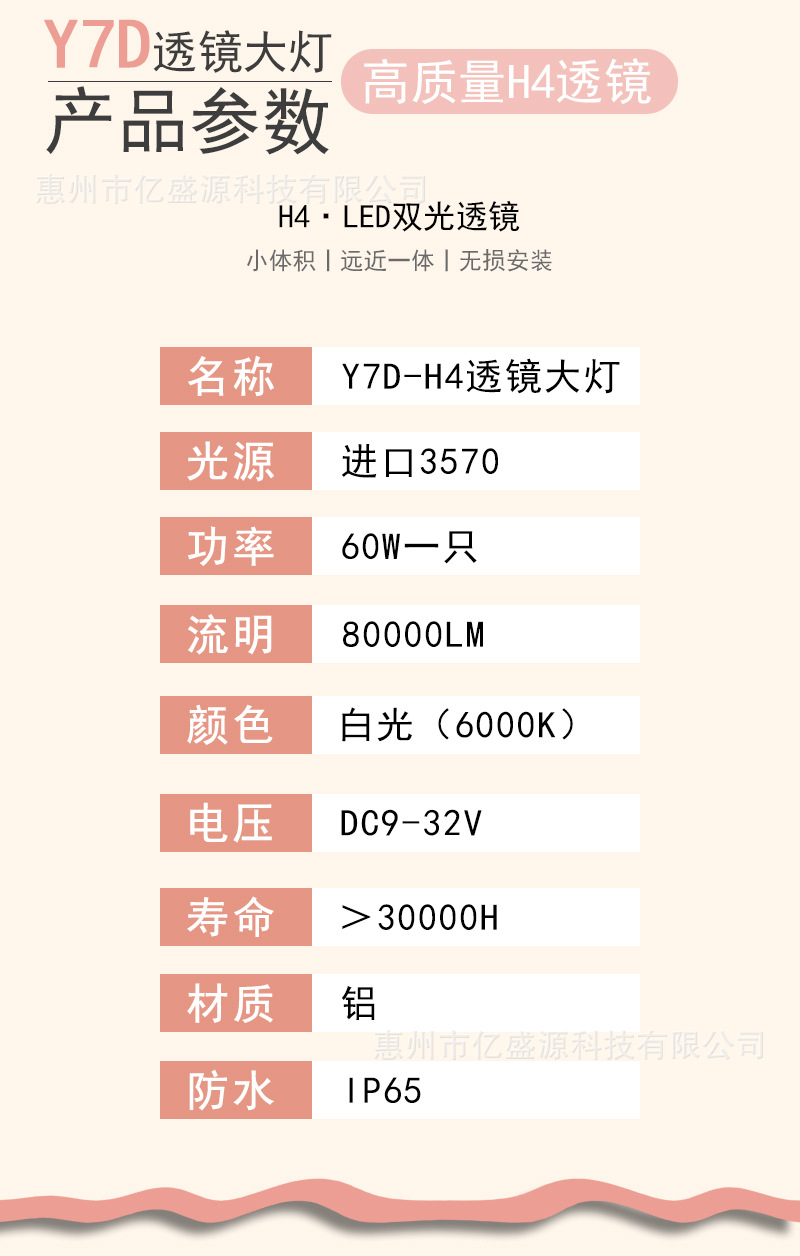 Cross-Border Exclusive Sales of Y7D-H4 Automotive Led Headlights, High-Power Integrated High and Low Beam Aviation Aluminum 3570 Led Headlights