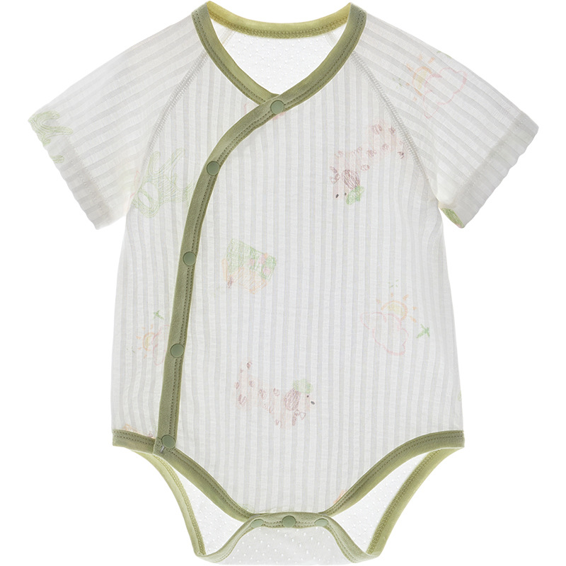 Bebé mono verano luna llena bebé manga corta algodón fino verano hombres y mujeres triangulares ropa de pedo ropa nueva