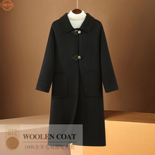双面零羊绒大衣女秋冬新款中长款羊毛呢赫本风韩版宽松毛呢外套