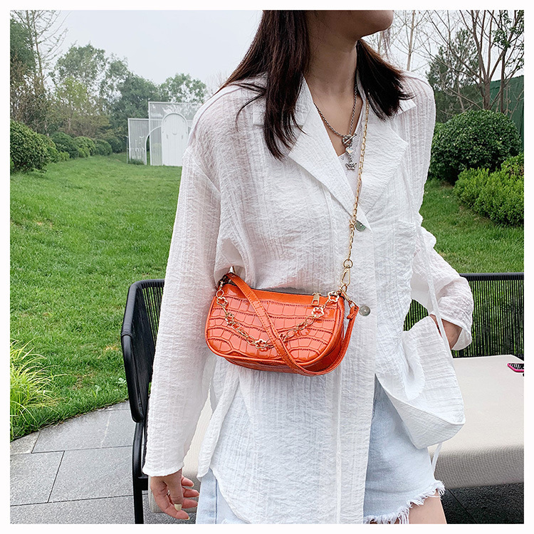 Simple Contrast Color Stone Texture Crossbody Small Square Bag display picture 4