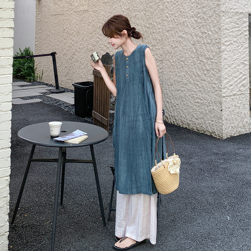 Retro denim dress sleevless