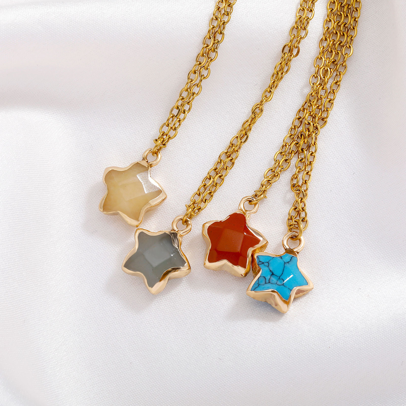 Star Simple Style Classic Style Natural Stone Copper Pendant Necklace Wholesale display picture 2
