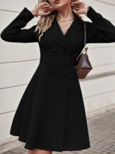 T 24318 Double-breasted long-sleeve dress coat ˫�ſ۳���ȹ