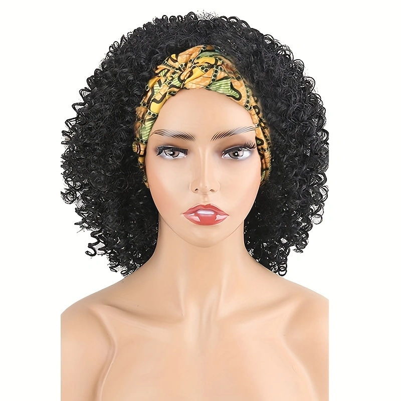 Foreign Trade New Headband Wig Amazon Fashion Fluffy Turban Small Long Curly Hair Synthetic Wigs