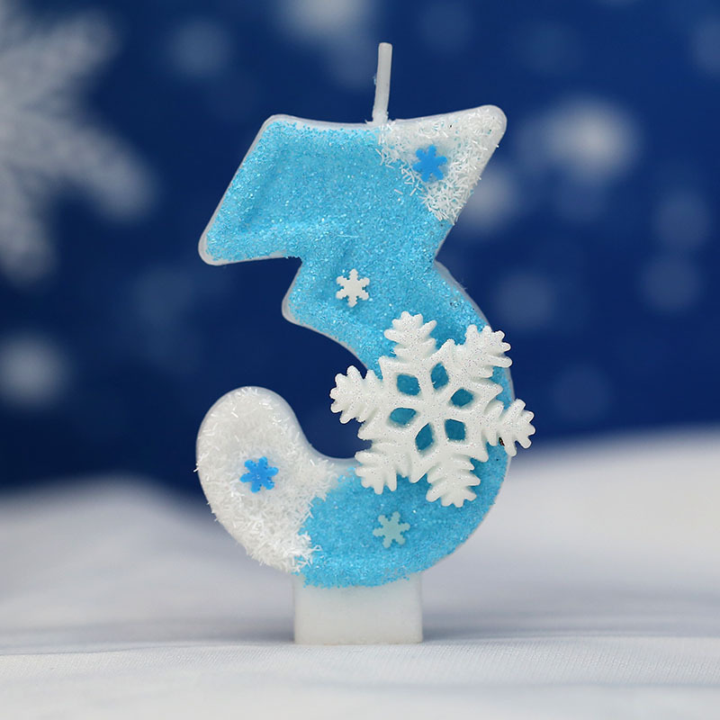 白と青の大きな雪の結晶クリエイティブデジタル誕生日キャンドル新しいアマゾンクロスボーダーホットセール誕生日パーティーの装飾キャンドル|undefined
