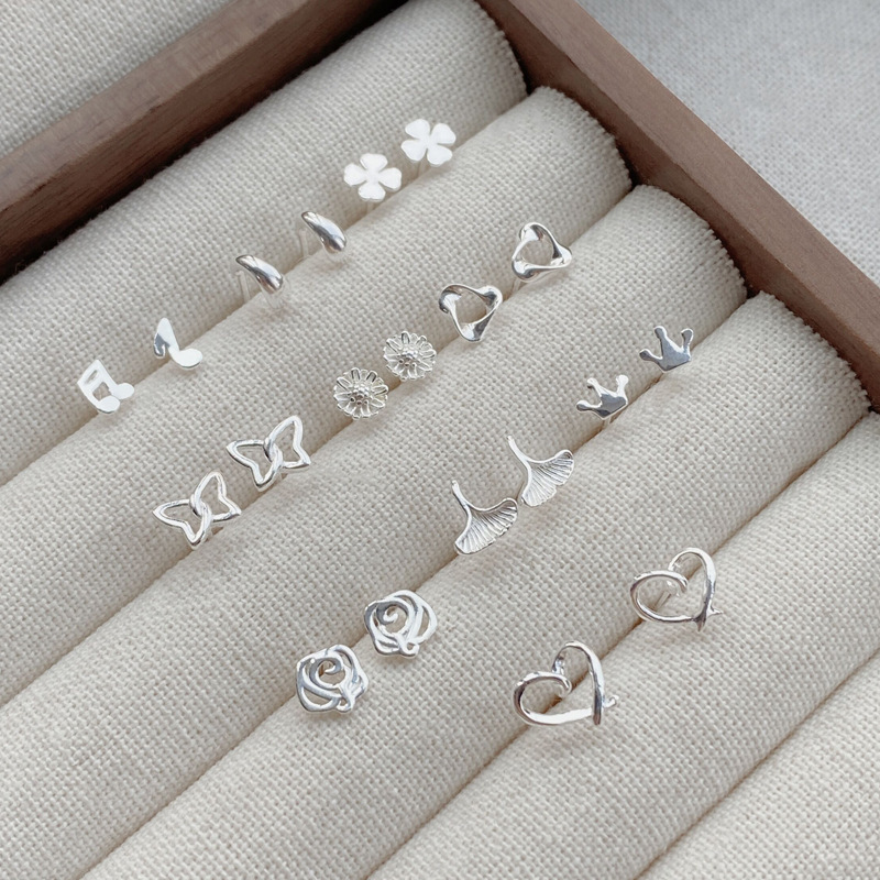 Kleine S999 Sterlingsilber Ohrlöcher Pflege-Ohrstecker Damen 2025 neue Kollektion Trend vielseitige Ohrringe hochwertiges Ohrschmuck Großhandel