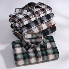 春秋男士纯棉格子衬衣潮流休闲法兰绒格子衬衫速卖通青年修身男装