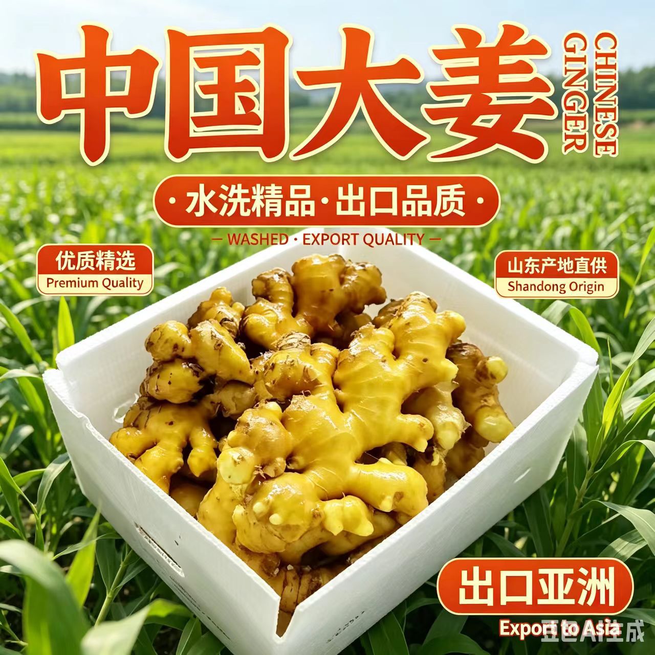 跨境批发山东生姜大黄姜水洗姜风干姜工厂直销耐储存货源充足