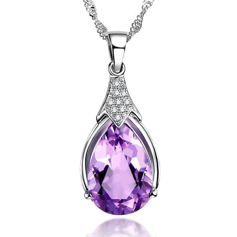 보라색 물방울 목걸이 (체인 제외)