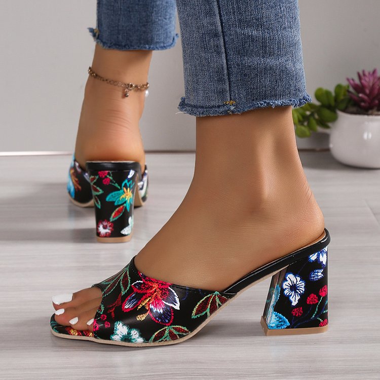 Women's Vacation Ditsy Floral Square Toe Fashion Sandals display picture 8