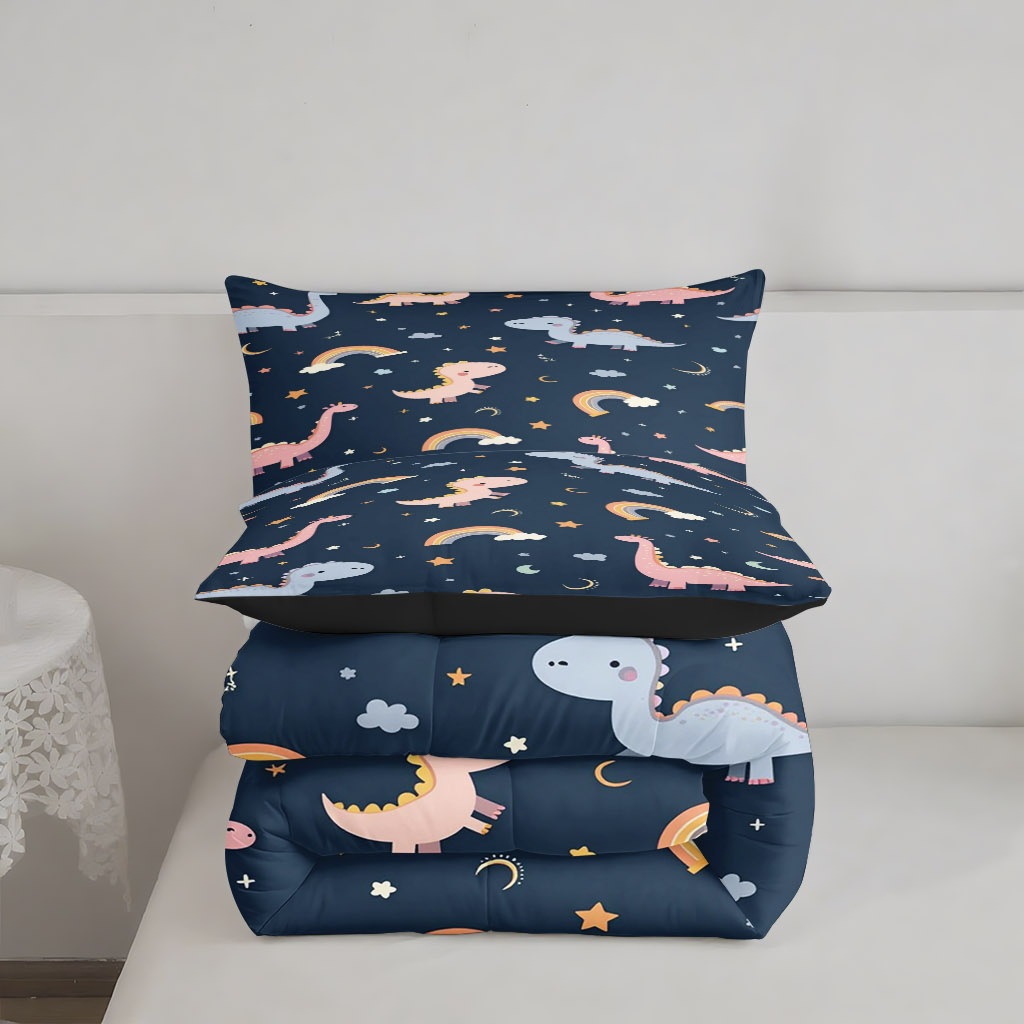 TEMU / JIT dibujos animados pequeños dinosaurios impresión digital 3D 180gms colcha suave funda de almohada set fuente fábrica