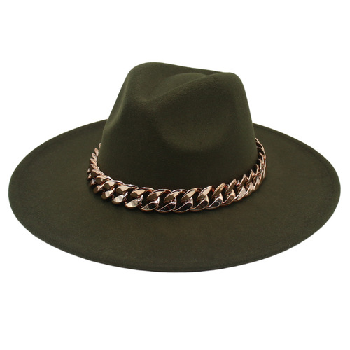 Large-brimmed European and American-style French-inspired top hat, golden acrylic jazz cap—new cross-border export felt hat in Korean style