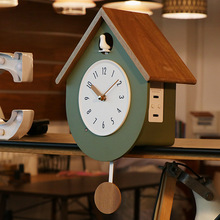 实木布谷鸟报时挂钟客厅钟表挂墙创意小鸟咕咕钟中古摆钟新