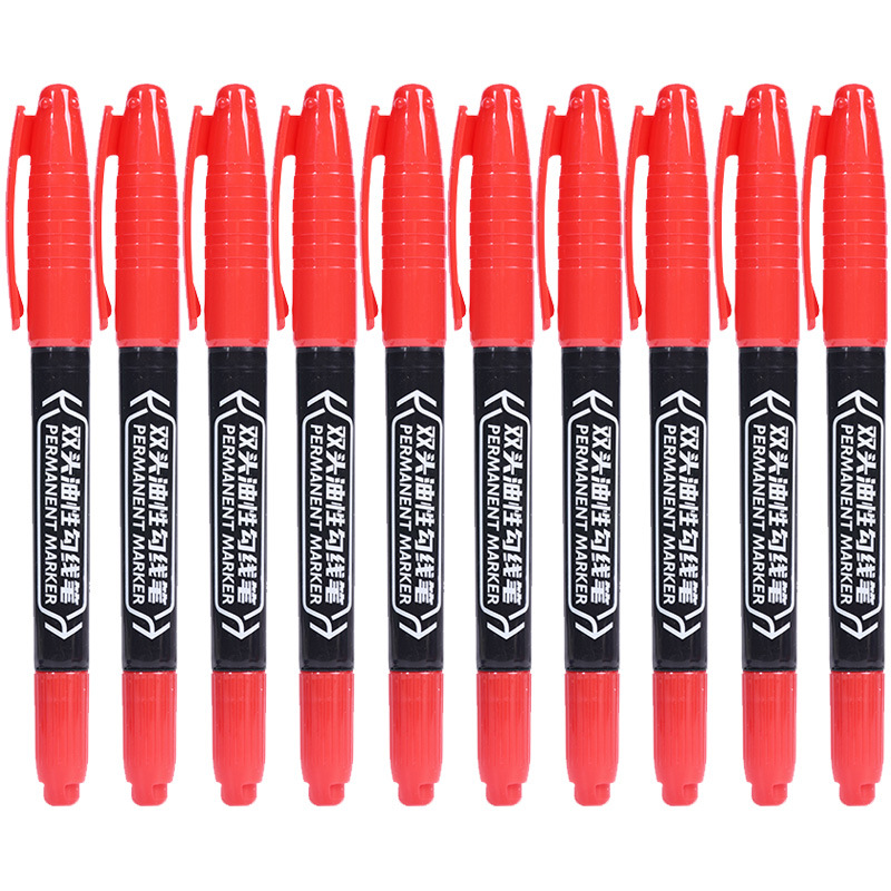 PM1092 marcador de doble cabeza de arte aceitoso pluma de gancho Grande y Pequeña de doble propósito pluma de contorno almacén logística pluma 10